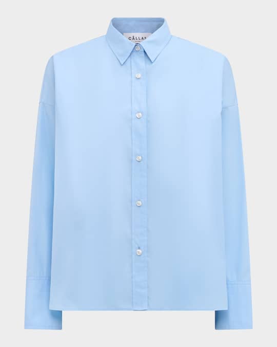 Sirene Button-Down Silk Twill Scarf Shirt