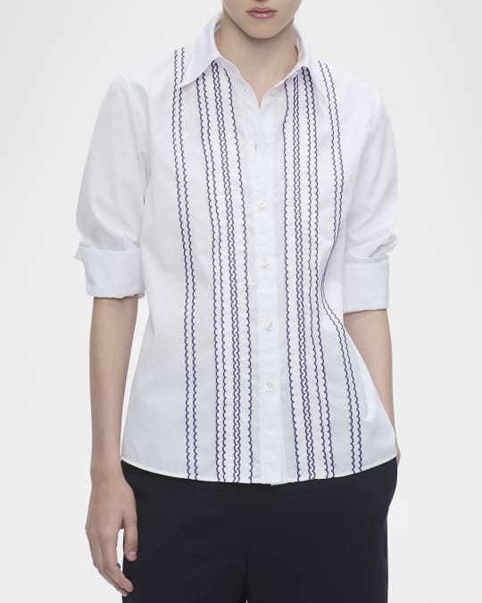 Arletty Scallop-Trim Cotton Shirt