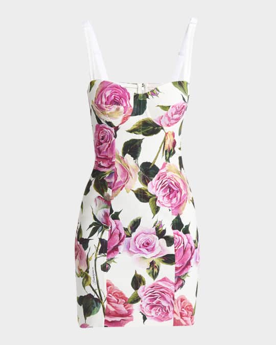 Dolce&Gabbana Peony-Print Bustier Mini Dress Neiman Marcus
