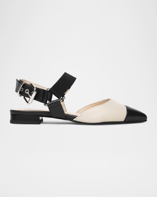 Bicolor Cap-Toe Slingback Flats