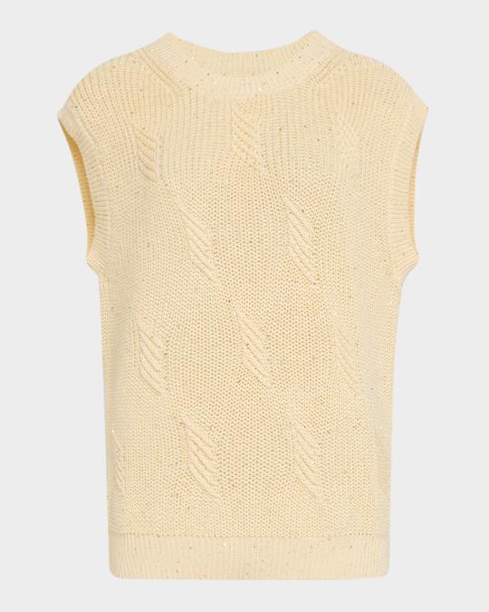 Peserico Cap-Sleeve Ribbed Sequin Sweater | Neiman Marcus