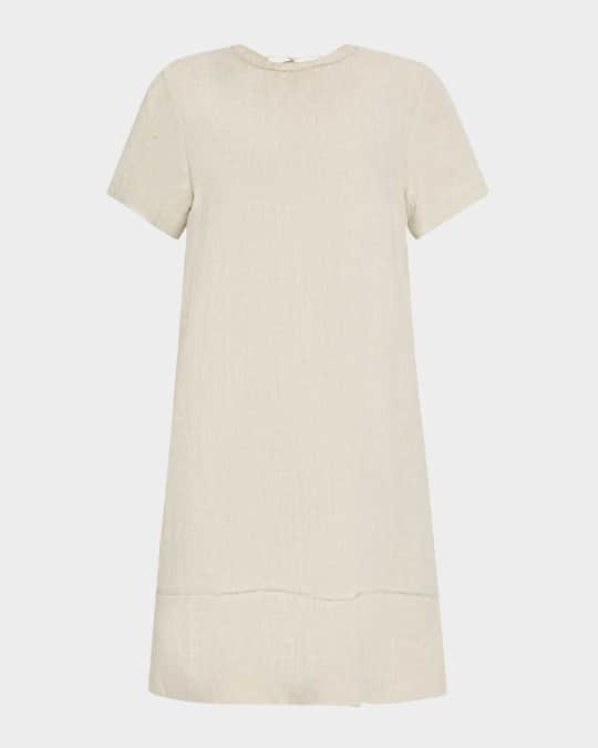 Cutout Linen Shift Dress