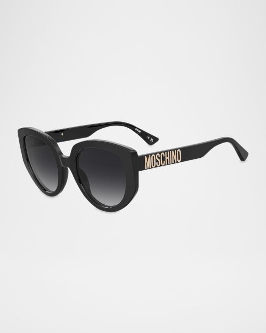Moschino Logo Acetate Cat-Eye Sunglasses | Neiman Marcus display picture 2