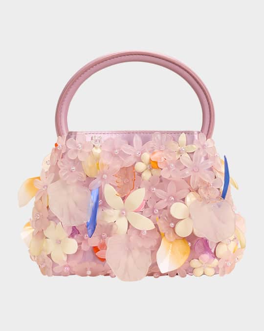 Solene Mini Flower Metallic Top-Handle Bag