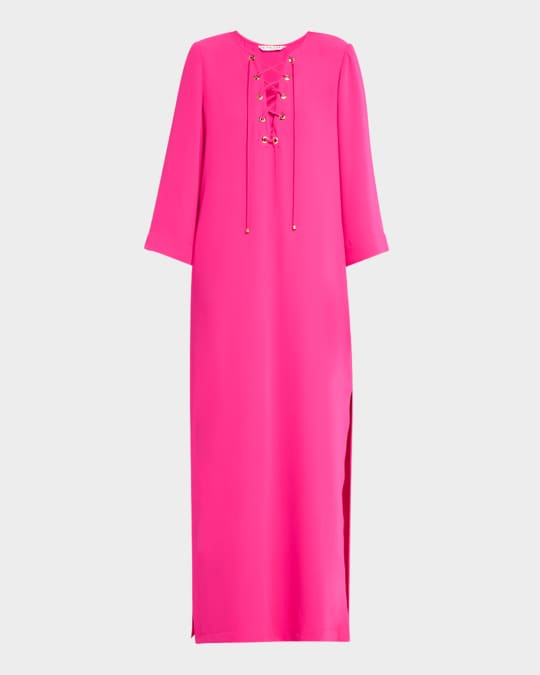 Catamaran Lace-Up Georgette Maxi Dress