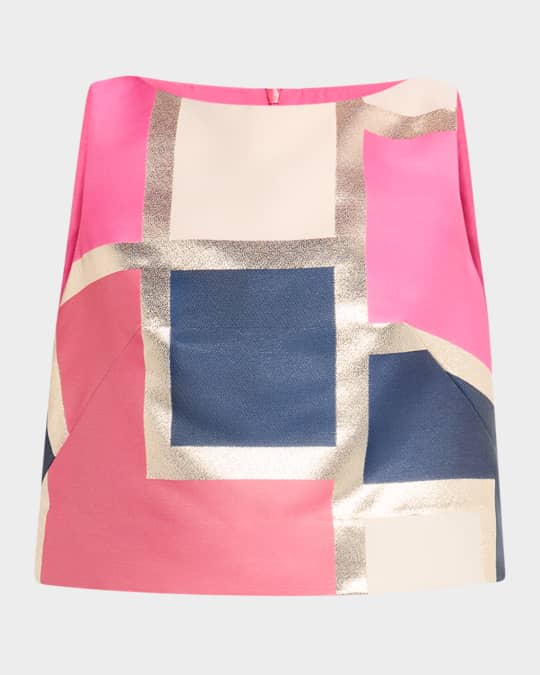 Cayley 2 Cropped Geometric Jacquard Top