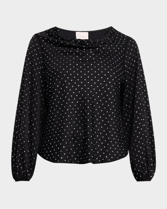 Irene Long-Sleeve Rhinestone-Embellished Top
