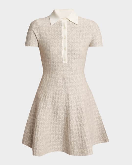 Givenchy 4G Logo Jacquard Fit-Flare Polo Wool Mini Dress