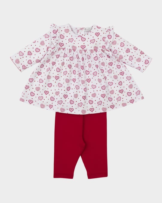 Girl's Heartfelt Hearts Dress Set, Size 3M-24M