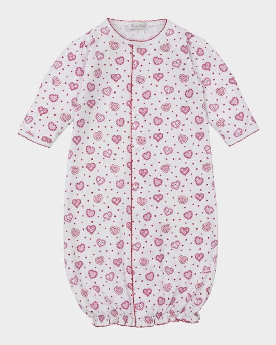 Girl's Heartfelt Hearts Convertible Gown and Hat Set, Size Newborn-S