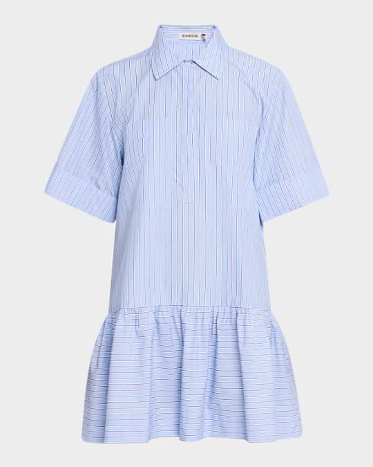 Cris Short-Sleeve Pinstripe Shirtdress