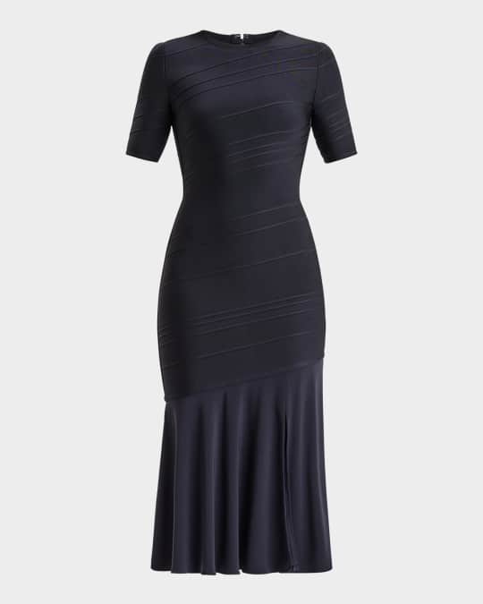 Isabel Bandage Flounce-Hem Midi Dress