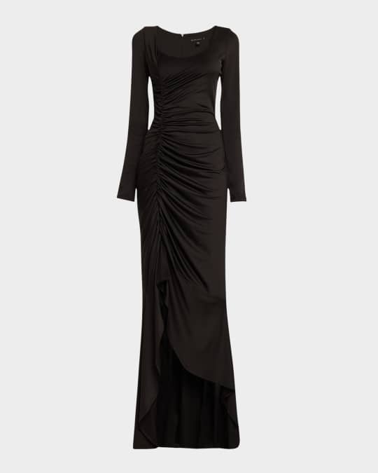 Atlanta Ruched High-Low Jersey Maxi Dress