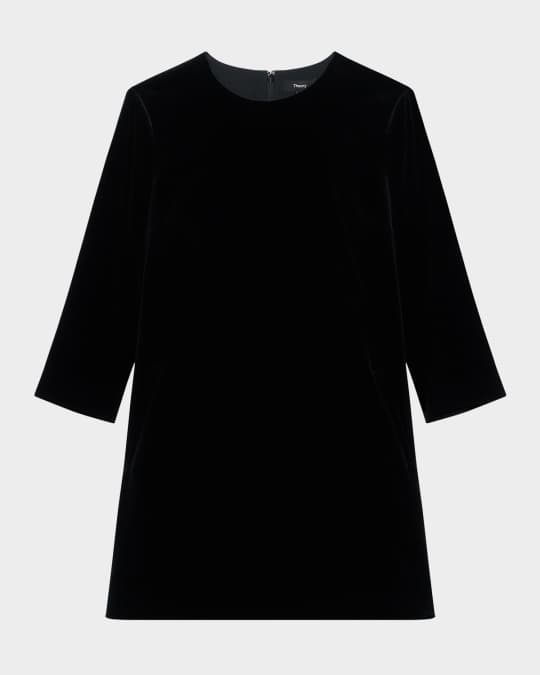 Velvet Quarter-Sleeve Mini Dress
