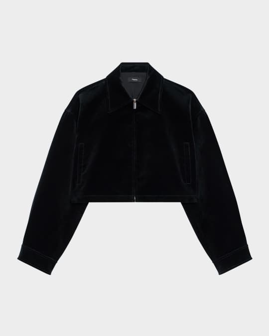 ジャケット・アウター maison margiela cropped velvet jacket 40 Maison Margiela Cropped Velvet Bomber Jacket in Black for