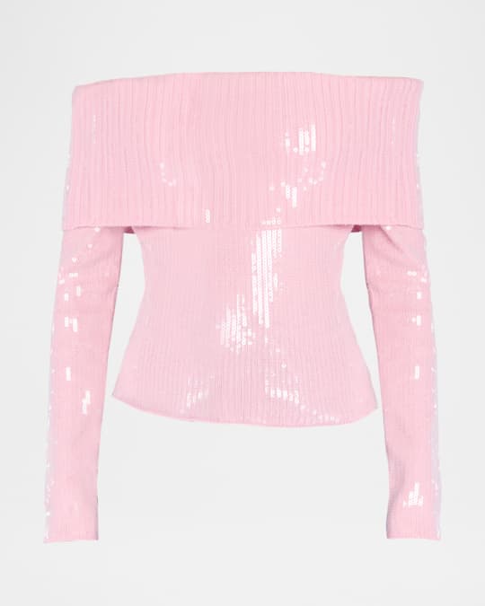 Jourdana Sequined Off-The-Shoulder Sweater