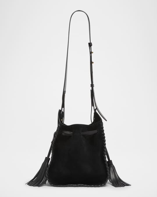 Isabel Marant Silao Braided Tassel Suede Leather Bucket Bag