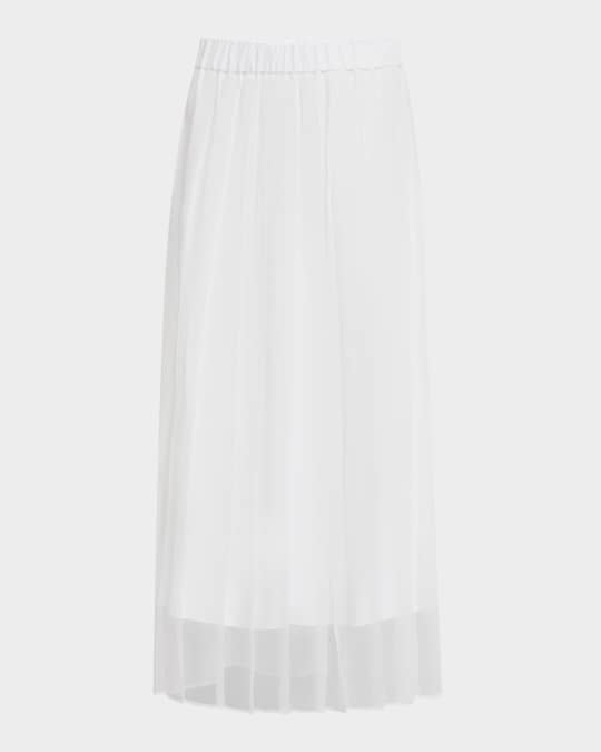 スカート BRUNELLO CUCINELLI CRISPY SILK PLEATED MIDI SKIRT Brunello Cucinelli Regimental Paillette Crispy Silk Chiffon