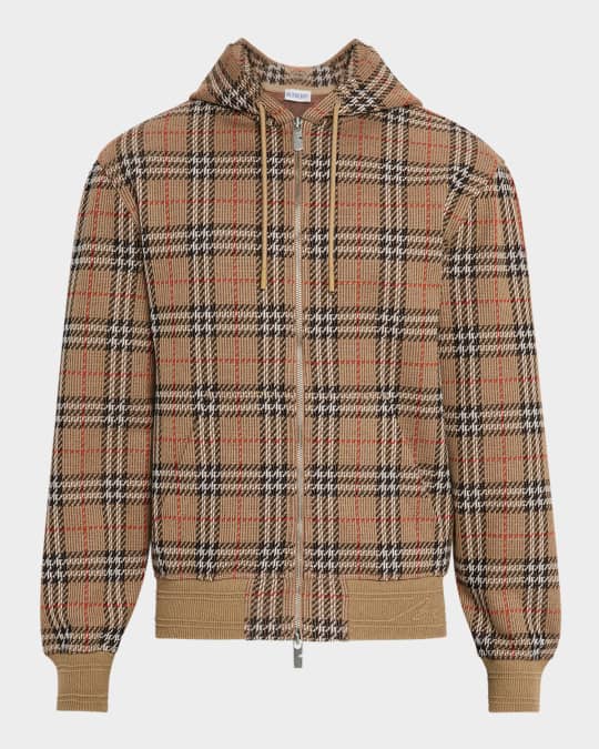 Burberry Men's Check Full-Zip Hoodie | Neiman Marcus