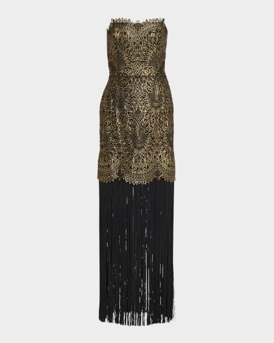 Anthropologie ★ Helsi Naomi Strapless llic Fringe Dress Helsi Naomi Strapless Metallic Fringe Midi Dress | Anthropologie