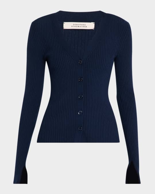 Essential Ease Ribbed Wool-Silk Cardigan