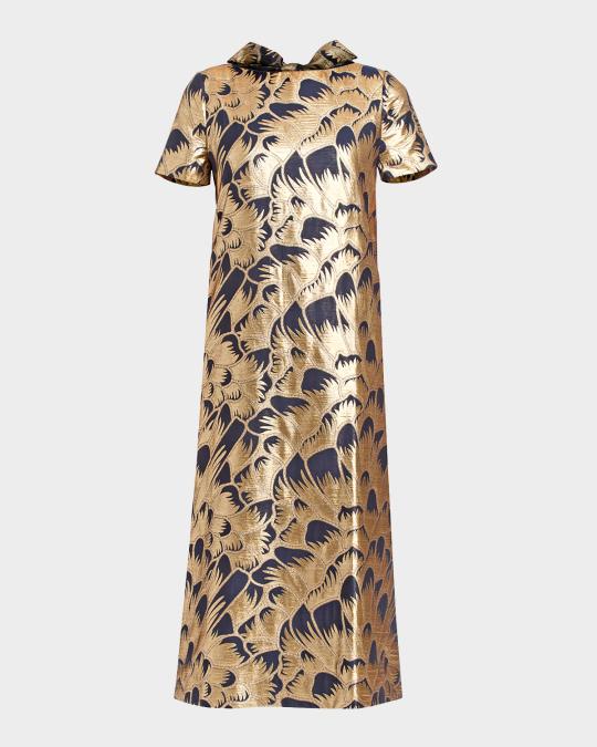 metallic jacquard shift dress Women's Prosperina Cecily Champagne Metallic Floral Jacquard Mini Dress | Color: Gold | Size: S