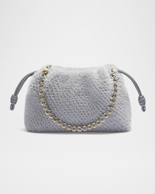Loewe Flamenco Shoulder Bag in Fluffy Knit | Neiman Marcus