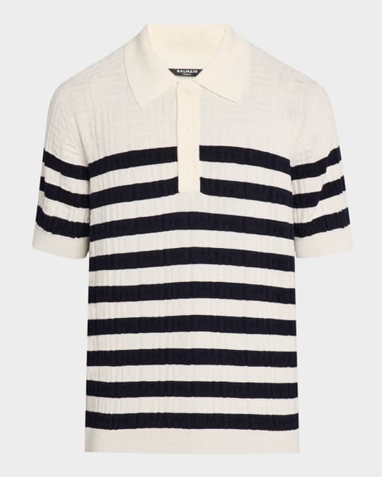 Men's Monogram Sailor-Stripe Polo Shirt