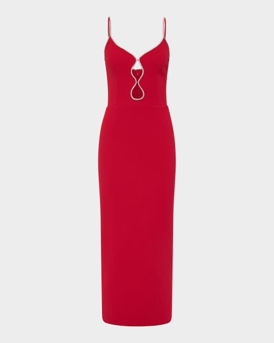 Akari Crystal-Trim Cutout Midi Dress