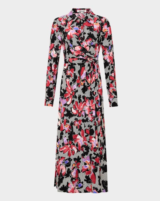 Tori Floral-Print Midi Wrap Shirtdress