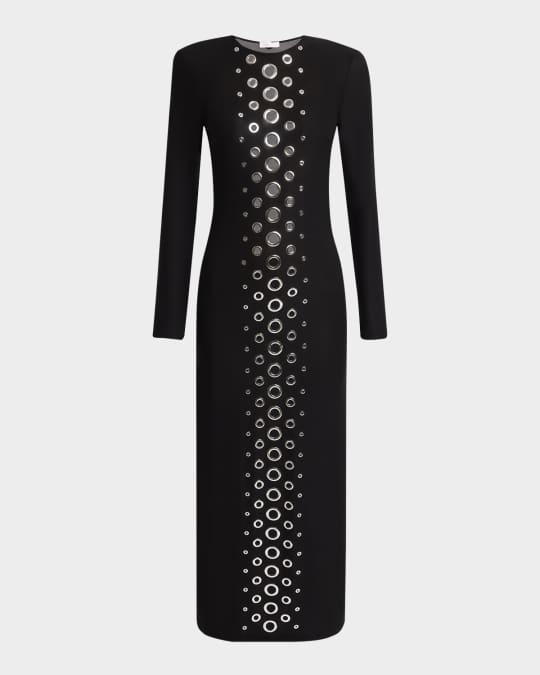 Grommet Long-Sleeve Maxi Dress