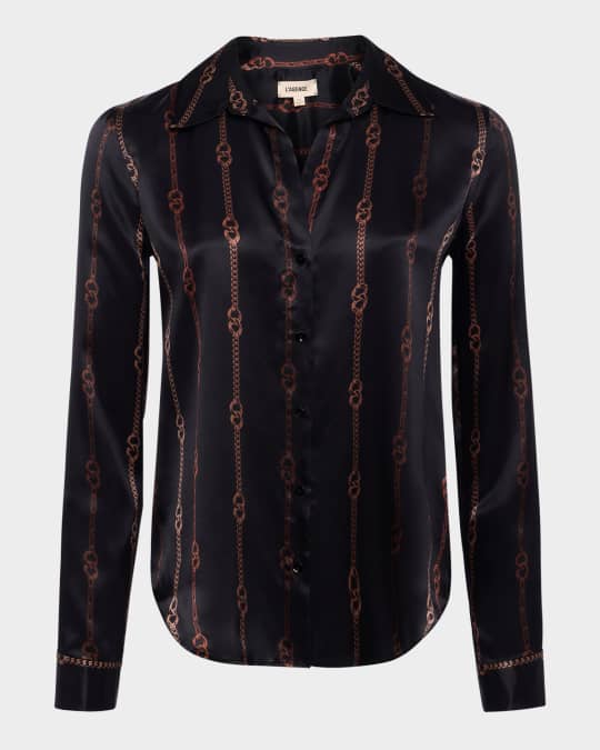 Tyler Chain-Printed Silk Blouse