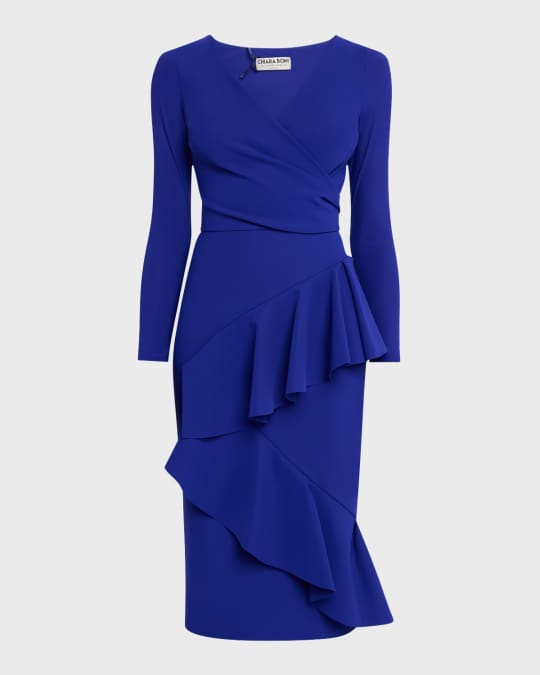 Chiara Boni La Petite Robe Bodycon Ruffle Midi Dress | Neiman Marcus