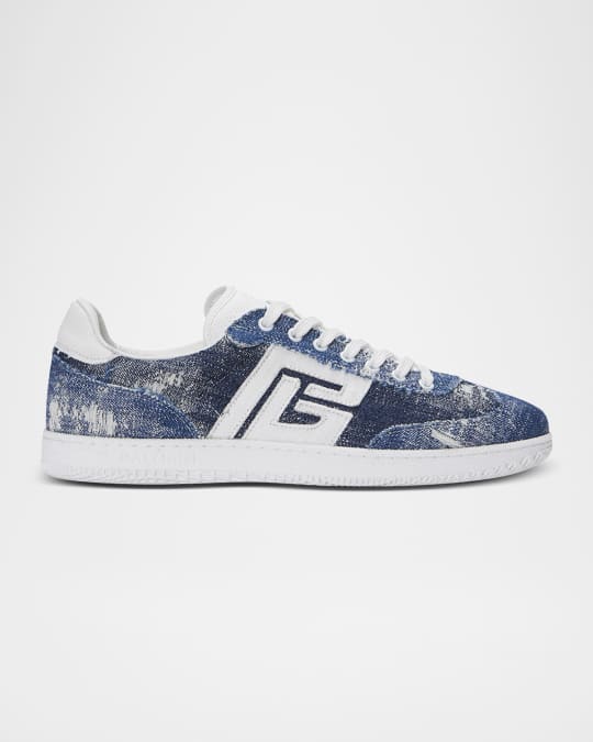 Men's Swan Destroyed Denim Low-Top Sneakers