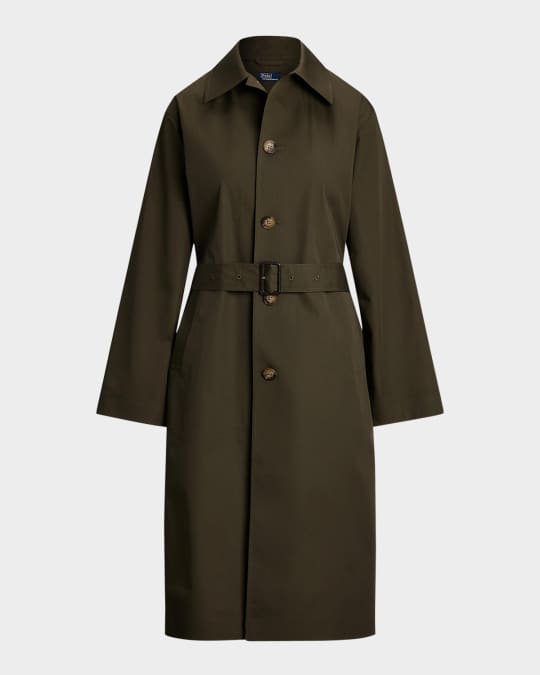 Water-Resistant Twill Long Car Coat