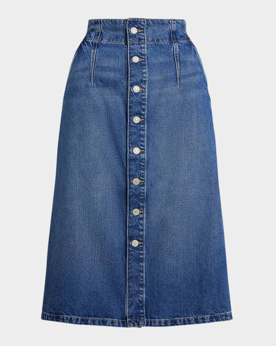 スカート RALPH LAUREN COLLECTION GLENN KNEE MIDI SKIRT Polo Ralph Lauren Denim A-Line Midi Skirt | Neiman Marcus
