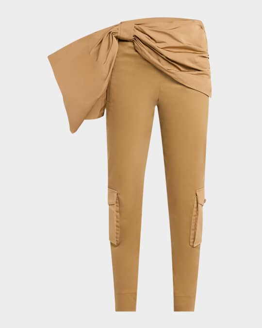 Tibo Bow Straight-Leg Ankle Cargo Pants