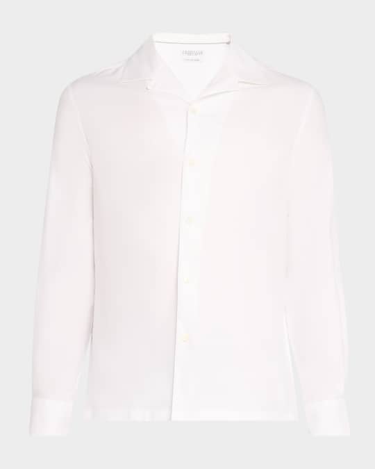 Men's Cotton Twill Camp-Collar Sport Shirt