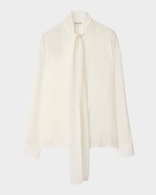 Burberry Neck Scarf Silk BLouse | Neiman Marcus