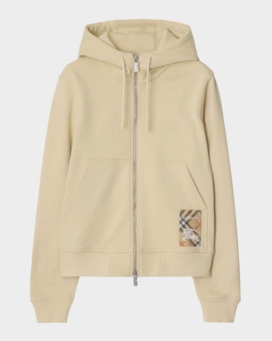 Burberry Logo Patch Zip-Up Hoodie | Neiman Marcus