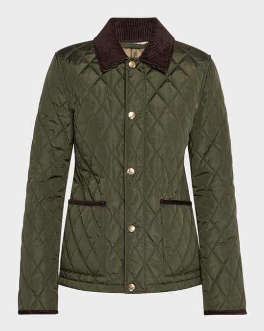 ジャケット・アウター mare TraditionalCorduroyCollarAline Coat Burberry Corduroy-Collar Quilted Long Jacket | Neiman Marcus