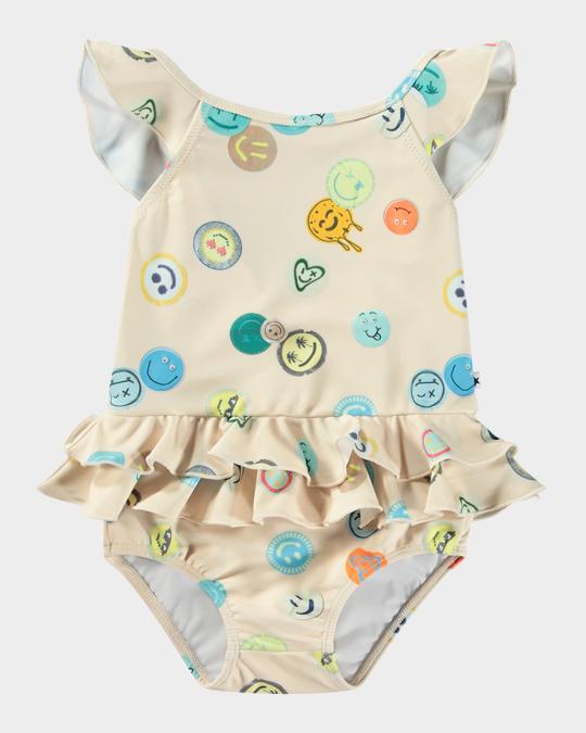Molo Girl's Nalani Ruffle One-Piece Swimsuit, Size 3M-3 | Neiman Marcus