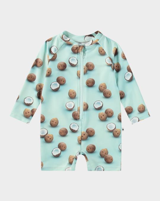 Molo Boy's Neka Long-Sleeve One-Piece Swimsuit, Size 3M-4 | Neiman Marcus
