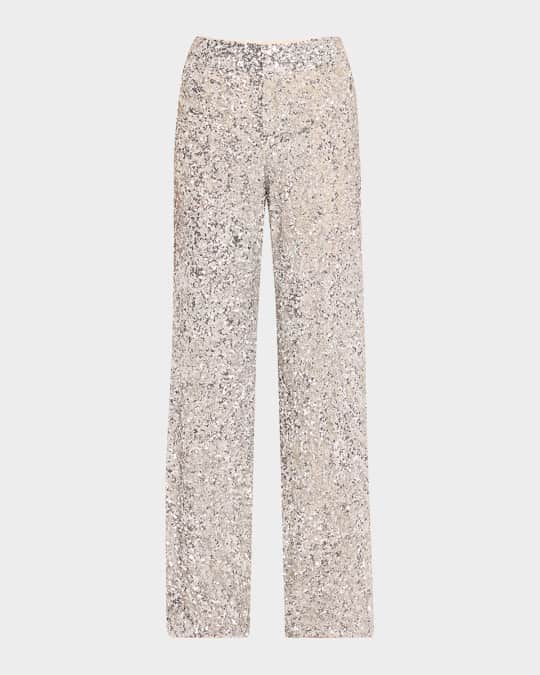 Alice + Olivia Mame Sequined Wide-Leg Pants | Neiman Marcus