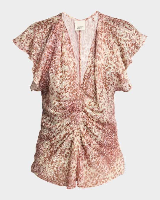 品揃え豊富で Isabel Marcus Neiman | Top Short-Sleeve Ruched Lonea Marant トップス