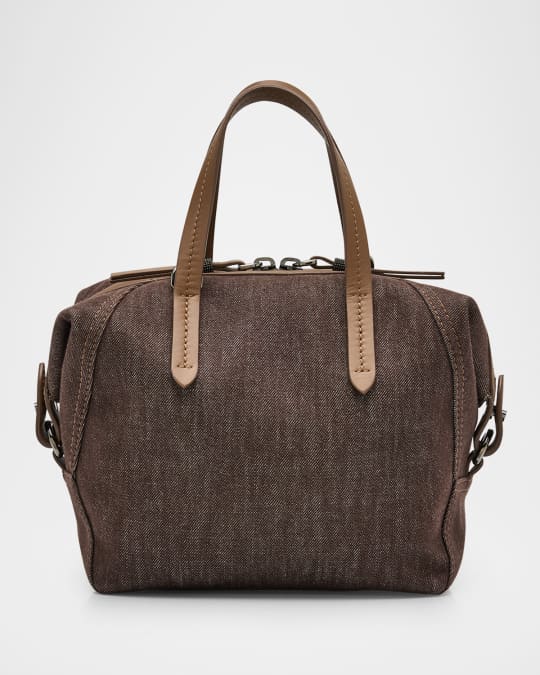 Duo Mini Denim Traveler Top-Handle Bag