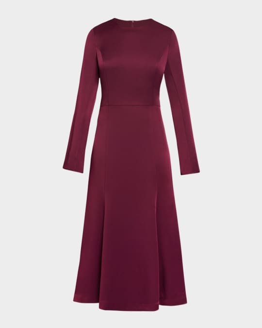 knee length dresses for ladies Navy One Shoulder Midi Dress