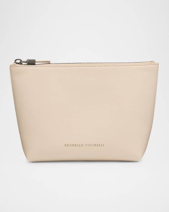 Zip Lamb Leather Makeup Bag