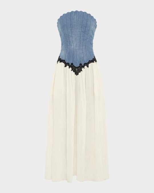 Gleen Strapless Denim Corset Maxi Dress