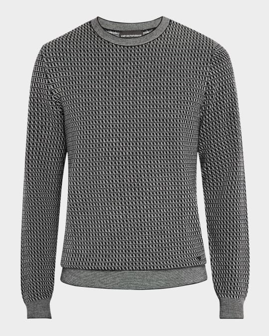 トップス EMPORIO ARMANI archive knit Emporio Armani Men's Wool Geometric Crewneck Sweater